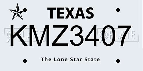 KMZ3407 Texas License Plate