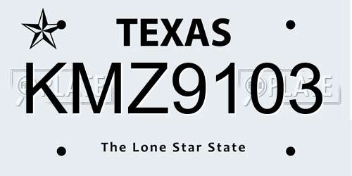 KMZ9103 Texas License Plate