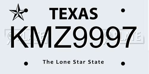 KMZ9997 Texas License Plate