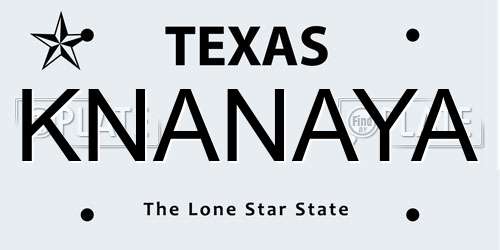 KNANAYA Texas License Plate