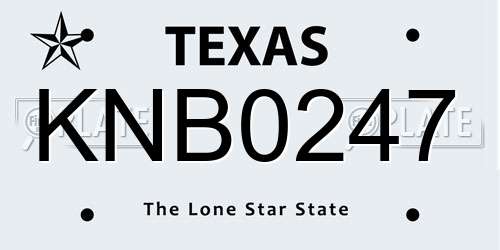 KNB0247 Texas License Plate