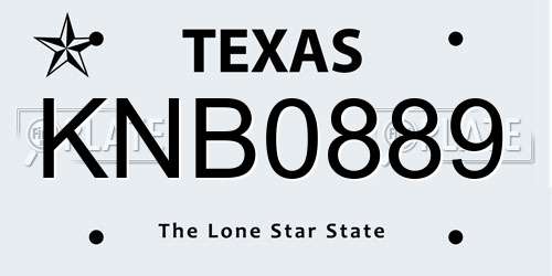 KNB0889 Texas License Plate