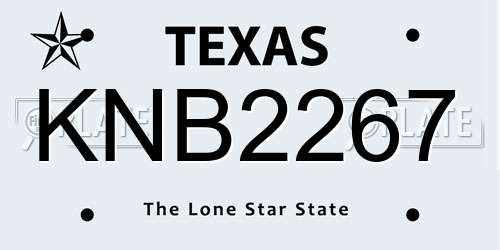 KNB2267 Texas License Plate