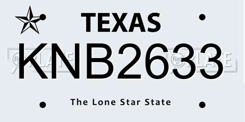 KNB2633 Texas License Plate