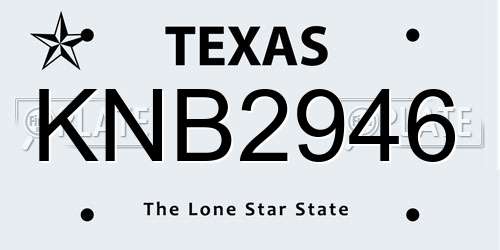 KNB2946 Texas License Plate