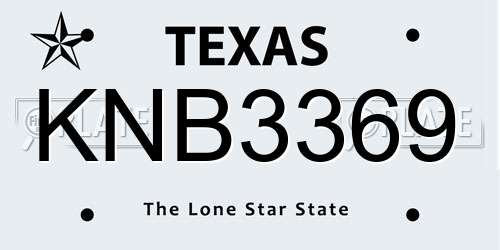 KNB3369 Texas License Plate