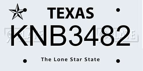 KNB3482 Texas License Plate