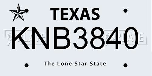 KNB3840 Texas License Plate