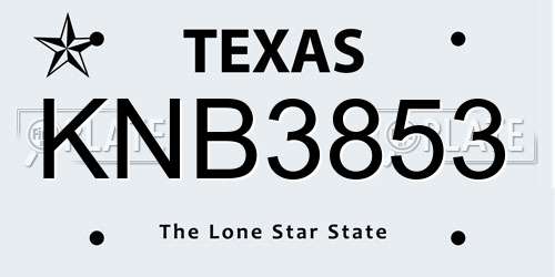 KNB3853 Texas License Plate
