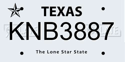 KNB3887 Texas License Plate