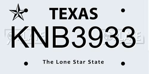 KNB3933 Texas License Plate