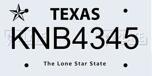 KNB4345 Texas License Plate