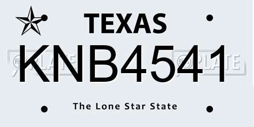 KNB4541 Texas License Plate