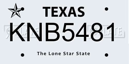 KNB5481 Texas License Plate