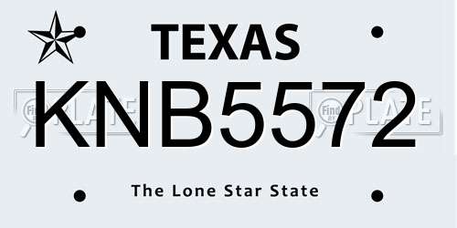 KNB5572 Texas License Plate
