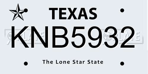 KNB5932 Texas License Plate