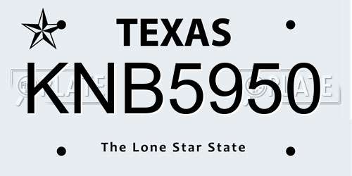 KNB5950 Texas License Plate