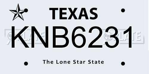 KNB6231 Texas License Plate