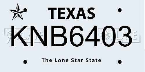 KNB6403 Texas License Plate