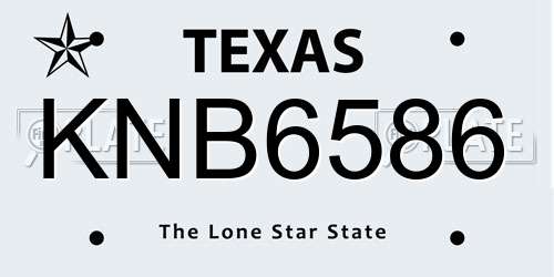 KNB6586 Texas License Plate