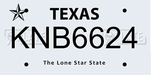 KNB6624 Texas License Plate