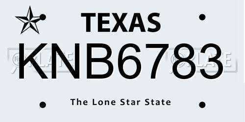 KNB6783 Texas License Plate