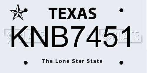 KNB7451 Texas License Plate