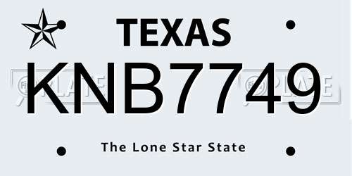 KNB7749 Texas License Plate