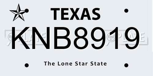 KNB8919 Texas License Plate