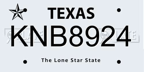 KNB8924 Texas License Plate