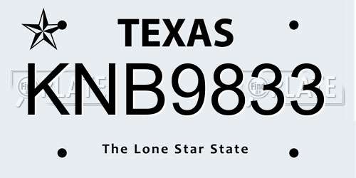 KNB9833 Texas License Plate