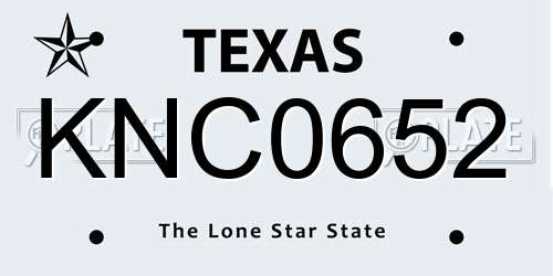 KNC0652 Texas License Plate