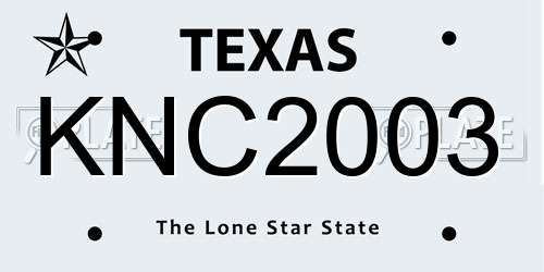 KNC2003 Texas License Plate