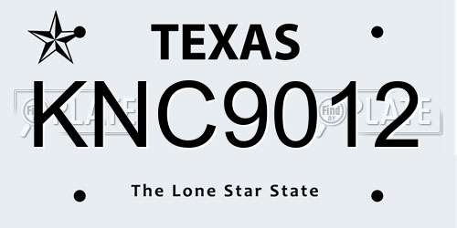 KNC9012 Texas License Plate