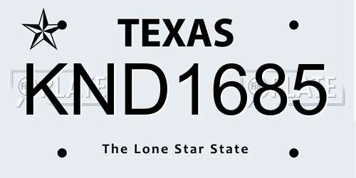 KND1685 Texas License Plate