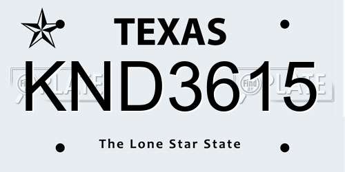 KND3615 Texas License Plate