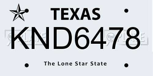 KND6478 Texas License Plate