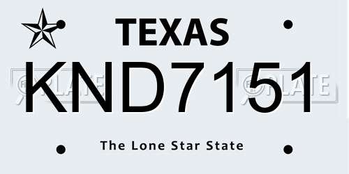 KND7151 Texas License Plate