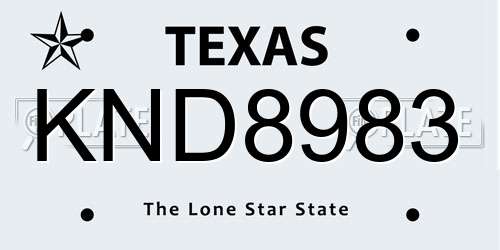 KND8983 Texas License Plate