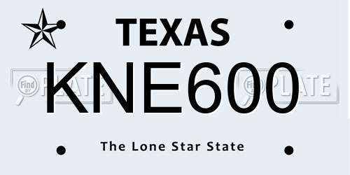 KNE600 Texas License Plate