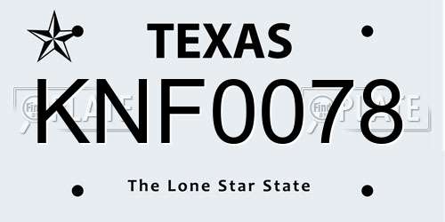 KNF0078 Texas License Plate