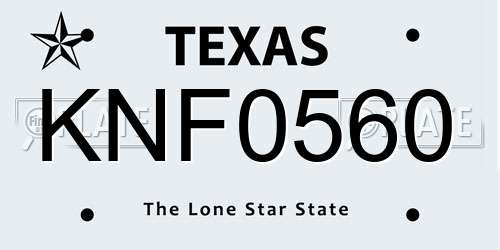 KNF0560 Texas License Plate