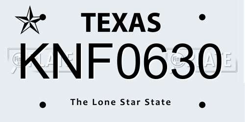 KNF0630 Texas License Plate
