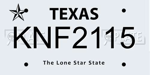 KNF2115 Texas License Plate