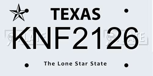 KNF2126 Texas License Plate