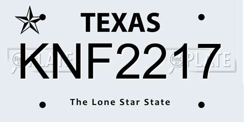 KNF2217 Texas License Plate