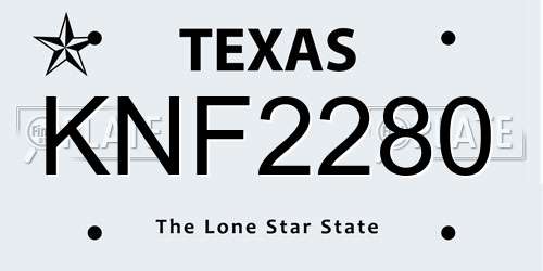 KNF2280 Texas License Plate