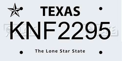KNF2295 Texas License Plate