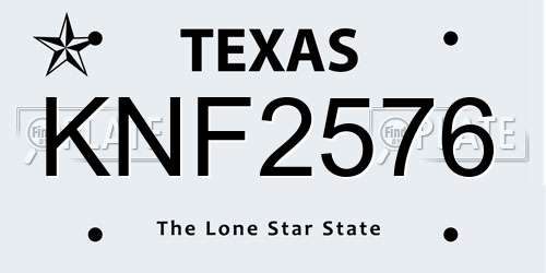 KNF2576 Texas License Plate