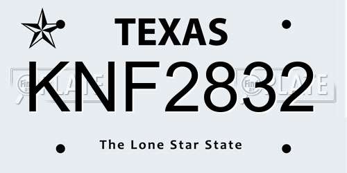 KNF2832 Texas License Plate